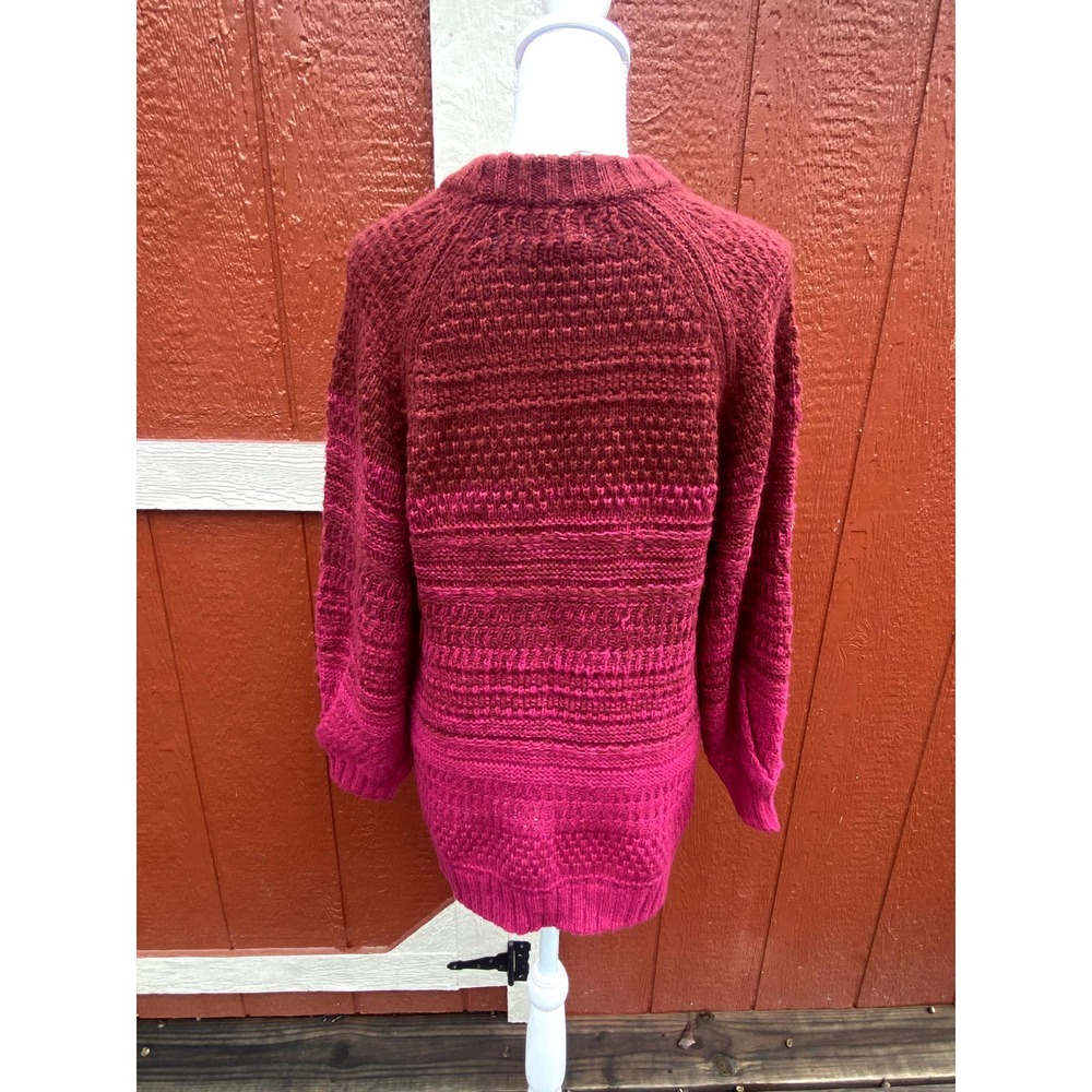 NWT Isabel Maternity Burgundy/Hot Pink Ombre Oversized Bulky Knit Sweater - Picture 4 of 6